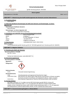 STUCCO GESSO Sicherheitsdatenblatt (DE)