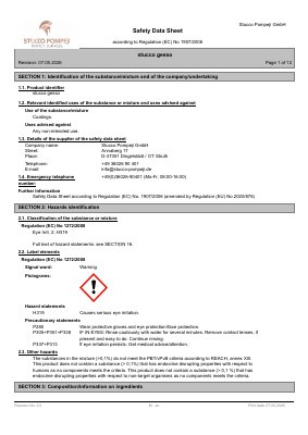 STUCCO GESSO Sicherheitsdatenblatt (EN)