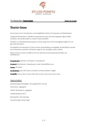 STUCCO GESSO Technisches Datenblatt