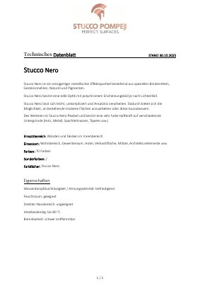 STUCCO NERO Technisches Datenblatt