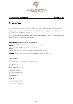 STUCCO CASA Technisches Datenblatt