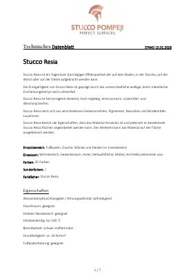 STUCCO RESIA Technisches Datenblatt